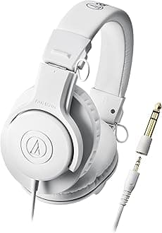 Audio-Technica ATH-M20x WH Professional Monitor Headphones Wired Studio Recording Musical Instrument Practice Mixing DJ Game Monitor Headphones Wired [Official Limited Color] White