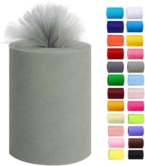 Tulle Rolls 6” by 100 Yards (300 feet) Tulle Roll Spool Fabric for DIY Tutu Skirts Wedding Baby Shower Crafts Decorations Party Supplies (Silver)