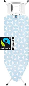 Brabantia - Ironing Board C - with Steam Iron Rest - Large & Foldable - Adjustable Height - Non-Slip Feet Cotton Cover - Child & Transport Lock - Fresh Breeze - 124 x 45 cm