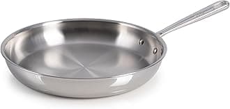 T-FAL Pro Tri-Ply Stainless Steel Fry Pan 12 Inch, Induction Compatible, Oven Safe 500F, Fast & Even Heat, Professional Quality & Durability, Frying Pan, Skillet, Cookware, Dishwasher Safe, Silver