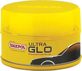 WaxpolUltra Glo Premium Paste Wax Car Polish With Applicator Sponge (230g) For High Gloss Shine