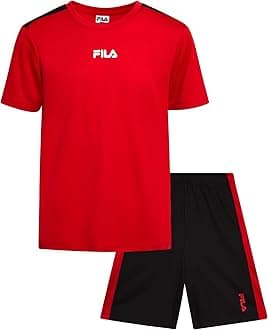 Fila Boys Active Shorts Set - 2 Piece Dry Fit T-Shirt and Performance Gym Shorts - Activewear Clothing Set for Boys (4-12)