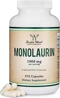 Monolaurin 1,000mg per Serving, 210 Capsules (Vegan Safe, Non-GMO, Gluten Free, Made in The USA) Immune Health Support