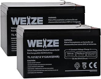 12 Volt 12 Ah Rechargeable Battery with F2 Terminals, Sealed Lead Acid (SLA) AGM Deep Cycle Battery Replaces BP12-12,GP12120,GS12V12AH,6-DW-12, 2 Pack