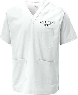 CustomPersonalised Embroidered Your Text Scrubs Tunic Health Care Hospital Medical Uniform Women Men Nurse Uniform Workwear Doctor Nurse Dress V Neck Line Regular Fit Top