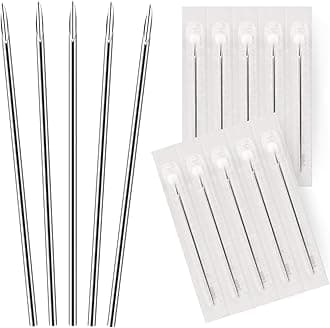 BodyJ4You 10PC Piercing Needles 18G - Sterile Disposable Sharp Surgical Stainless Steel - Nose Septum Ear Tragus Helix Labret Nipple Lip Navel