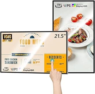 MWE 21.5 inch Wall Mount Digital Signage, FHD Touchscreen Monitor Android 14, Multi-Touch Screen Smart Split, Commercial Advertising Display, Time Switch, CMS Management, HD-MI/ USB/ WiFi/ for Windows