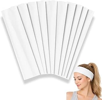 Headbands for Women Stretch Fashion Head Bands 10 Pack Non-Slip Head Wraps Great for Spa, Sports, Yoga, Pilates, Running, Gym Headband, Workouts (White)