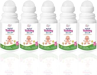 FABIE BABY Happy Tummy Roll On for Baby -40ml (Pack of 5)|Goodness of Hing, Ajwain, Pudina for Colic, Constipation & Indigestion Relief