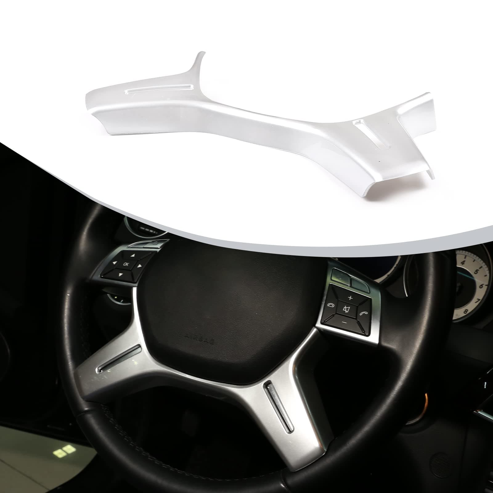 DIYUCAR Matt Silver ABS Chrome For Benz C Class W204 C180 C200 2011-2013 Car Steering Wheel Decoration Trim Accessories E ML GL Class W212 X166 W166