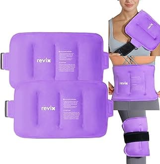 REVIX 2-Pack Large Cold Packs for Back, Rotator Cuff, Hip, Knee, and Shin, Versatile Cold Compress with Soft Plush Lining and Strap, 16" × 9"