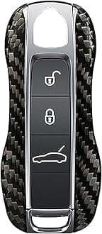 M.JVisun Genuine Carbon Fiber Key Fob Cover For Porsche 911 Carrera 918 Cayenne Coupe For Macan For Panamera Taycan Smart Car Remote Key Fob Replacement Case For Men Women - A Style - Black