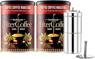 South Indian Filter Coffee, Pack of 2 (200 gms) + Free Filter Coffee Maker (220ml, 3-4Cups) | As Seen On Shark Tank | Speciality Traditional Dark Roast Signature Filter Coffee