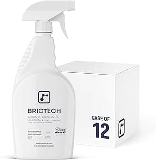 BRIOTECH Sanitizer Disinfectant Hypochlorous Spray, Kills 99.99% of Viruses & Bacteria, Eliminate Odor, Gentle for Nurseries & Play Rooms, Food Contact Surface Sanitizer, 32 fl oz ea, 12 ct