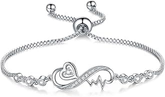 Gifts for Women Mom, Infinity Love Bracelets for Women, Valentines Day Birthday Jewelry Gifts for Her Girls Girlfriend Mom Wife from Daughter Son