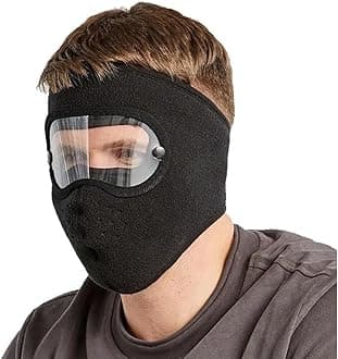 cotton Unisex Full Winter Face Mask Windproof And Sun Protection Warm Eye Protection Screen Goggles Cycling And Bike Mask For Women And Men (Black, Pack of 1)