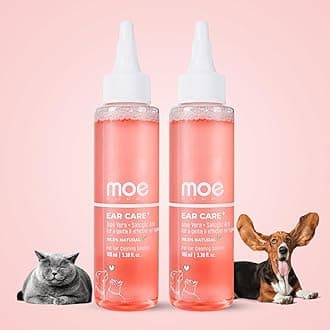 Moe Ear Care Plus Ear Cleaning Solution for Pets| for Dogs and Cats (Pack of 2, Pink)