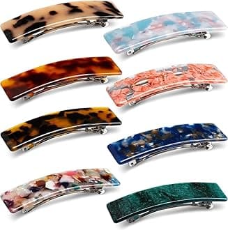 Metal/Plastic Hair Back Clip Retro Large Hair Barrettes Automatic Hair Clasps Simple Automatic Hair Clip French Clip Barrettes For Women Ladies, 2 Pcs,Assorted