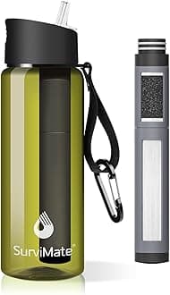 5-Stage 0.01μm Ultra-Filtration Filtered Water Bottle, BPA-Free Material, NSF/ANSI 42&372 Certified, Portable Water Filter Bottle for Survival, Camping, Hiking, and Emergency Use