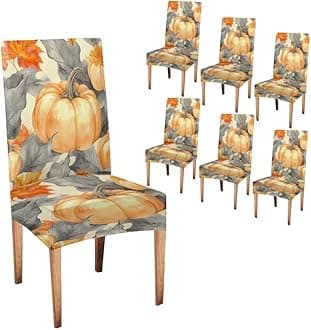 CAPSCEOLL Thanksgiving Chair Covers Set of 6 Parsons Chair Slipcovers Universal Removable Washable Chair Seat Covers Protector for Dining Room Kitchen Hotel