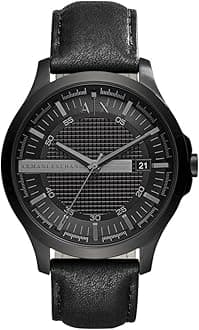 Armani Exchange Men's Quartz Watch, Analog Display and Leather Strap