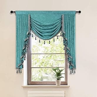 ELKCA Turquoise Chenille Thick Window Curtains for Living Room Bedroom 39 Inch 1 Panel