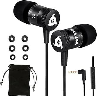 KLIM Fusion - In Ear Headphones with Mic - Excellent Audio Quality - Long-lasting Ear Buds - 5 years Assurance - Wired Headphones with Memory Foam Tips - 3.5 mm Jack - New Version - Black
