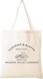 LIBIHUA Birthday Christmas Gifts,Shoulder Bag Shopping Bag Tote Bag,lourish Blotts Theme Present-Magic Gifts,Bookworm,Nerd,Bookish Present