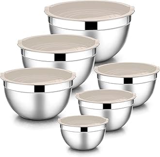 E-far Mixing Bowls with Khaki Lids Set of 6