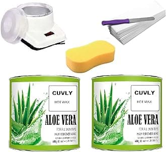 CUVLY Women's Waxing Kit Combo: Machine (Wax Heater) + Aloe Wax (1200 Gm) + Wax Strips + Spatula + Sponge