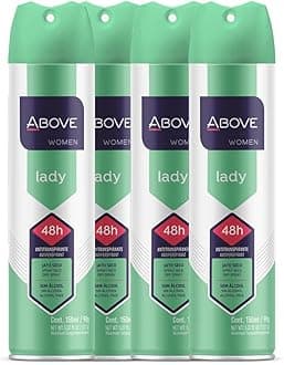 ABOVE 48 Hours Antiperspirant Deodorant Set - Dry Spray for Women - Protects Against Sweat and Body Odor - Leaves No White Marks - Delicate Scent - Cruelty and Alcohol Free - Lady - 4 pc