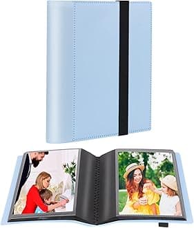 Small Photo Album 4x6 Photos Black Inner Page with Strong Elastic Band, Each Small Album Holds 64 Photos, 4x6 Mini Book Photo Pictures Album Birthday Christmas Photo Albums Wedding Anniversary (Blue)