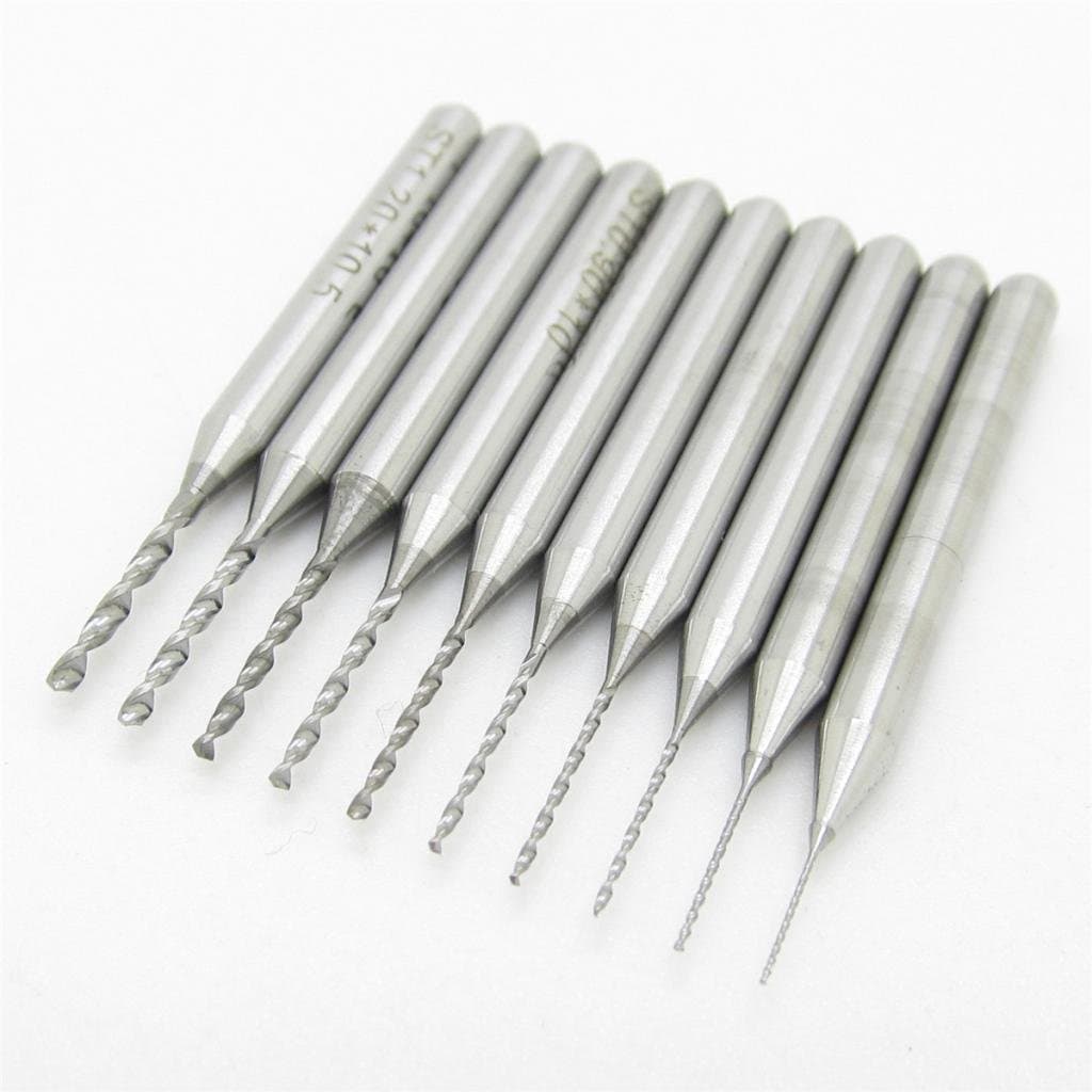 0.3mm Carbide Engraving Drill Bits Set 3.175mm Shank PCB CNC Pack of 10