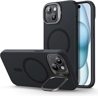ESR for iPhone 15 Plus Case, MagSafe Silicone Case with Stand, Military-Grade Protection, Built-in Camera Stash Stand, Magnetic Phone Case for iPhone 15 Plus, Cloud Series, Black