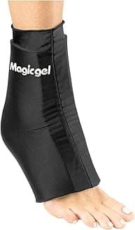 Magic Gel Ankle Ice Pack Wrap - Reusable Hot or Cold Wrap for Injuries - Soft Flexible Heating or Cooling Compression for Ankles, Foot, Heel - Comfortable and Easy to Use - Black