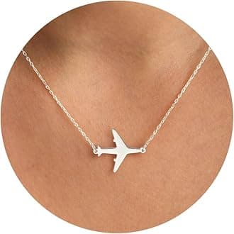 Silver Necklace for Women, 14K White Gold Plated Dainty Infinity Bead Star of David Starfish Sun Hummingbird Butterfly Flower Palm Tree Plane Sunflower Pendant Necklaces Simple Jewelry