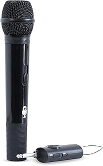 Singing Machine Portable Wireless Microphone (Black) - Premium Unidirectional UHF Wireless Mic for Singing, Speeches & Events - Cordless Mic Compatible with Karaoke Machines, PA Systems & More