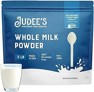 Judee's Gluten Free Whole Milk Powder - 5lb Resealable Pouch | 100% Non-GMO, rBST Hormone-Free, Gluten-Free & Nut-Free | Pantry Staple, Baking Ready and Great for Travel | Made in USA