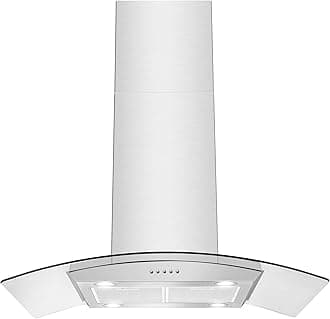 36 inch Island Range Hood 700 CFM Ceiling Mount Hood Stainless Steel Stove Vent Hood with Tempered Glass, Push Button Controls, Mesh Filters