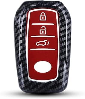 JVCV® Hard Case Key Cover Compatible with Toyota Innova Crysta & Fortuner Smart Key (Carbon Red)