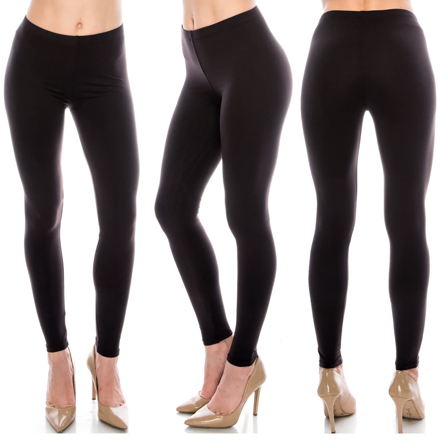 Women's Printed Stretch Soft Leggings (Solid Black)