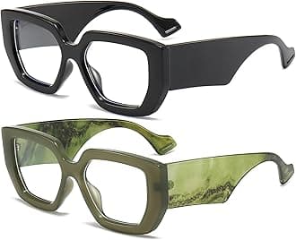 AIEYEZO Thick Frame Blue Light Glasses Men Women, Fashion Square Computer Eyeglass Anti Eyestrain & Prevent Headache