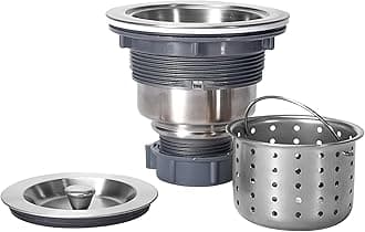 KONE 3-1/2-inch Kitchen Sink Strainer with Removable Deep Waste Basket/Strainer Assembly/Sealing Lid, Stainless Steel