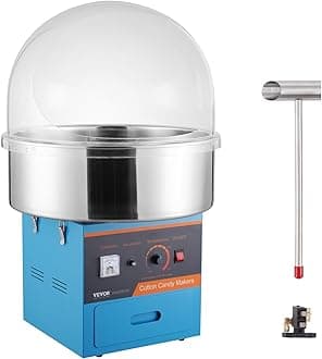 VEVOR Electric Cotton Candy Machine with Cover, 1000W Commercial Floss Maker w/Stainless Steel Bowl, Sugar Scoop and Drawer, Perfect for Home, Carnival, Kids Birthday, Family Party, Blue