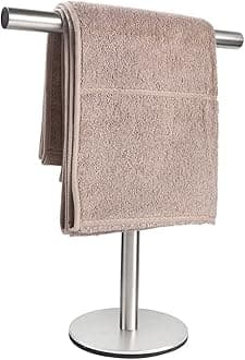 Bath Hand Towel Holder Standing, T-Shape Towel Bar Rack Stand, SUS304 Stainless Steel Brushed Finish,Tower Bar for Bathroom Kitchen Vanity Countertop
