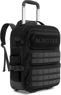 Rolling Tactical Laptop Backpack, Underseat Travel Backpack with Wheels, 16 Inch Wheeled Military Computer Backpack for Men and Women, Roller Overnight Molle Outdoor Hiking College Carry on Luggage