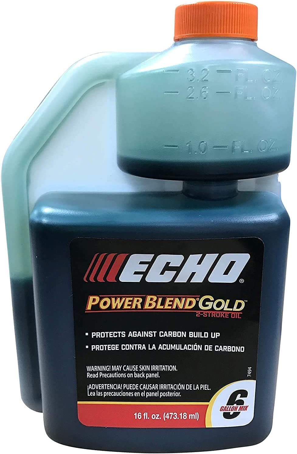 Powerblend Gold 16 oz. 2-Stroke 2-Cycle Engine Oil for 50:1 Mixing with 6 Gallon Yield and Easy Measuring Squeeze Bottle