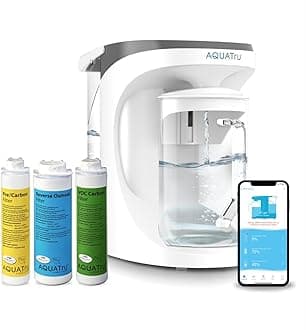 AquaTru Carafe Smart Countertop Water Purifier | App-Connected 4-Stage Reverse Osmosis System with Glass Carafe Removes Forever Chemicals, Lead & Fluoride | Track Filter Life | No Plumbing