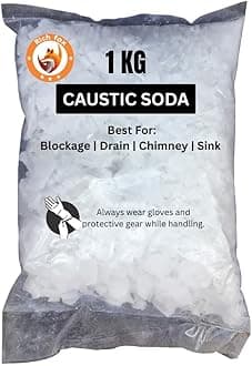 Caustic Soda Flakes for Effective Drain & chimney Cleaner | Clear Powder Drain Clogged Sinks and Pipes | Soap Making | Multipurpose Cleaning - 1KG