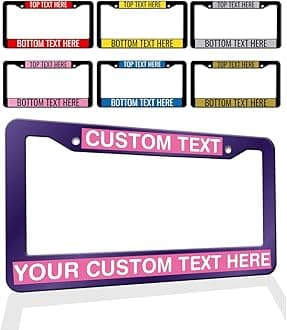 Personalized Text/School Company Shop Family Name Front Back License Plate Frame Custom Black License Plate Holders Design Metal New Car Tag Sign Funny Gift for Front of Car Truck 6.3"x12.2"
